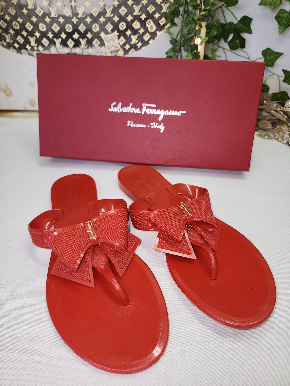 Authentic Salvatore Ferragamo Bali Sandals with Box And Dust Bags